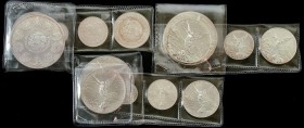 Lote 3 series 6 monedas 1/20 a 2 Onzas. 1996, 1997 y 1998. AR. Victoria alada. KM-609/14. SC.
