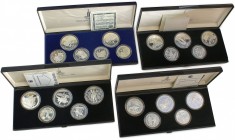 Lote 21 monedas 5 (10) y 10 Rublos (11). 1977, 1978 y 1979. AR. Olimpiada Moscú´ 80. Todas diferentes. En cuatro estuches originales, con certificado....
