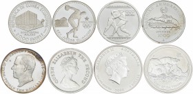 Lote 4 monedas. 1980, 1981, 1998 y 2008. AUSTRALIA, GRECIA, GUINEA ECUATORIAL, TUVALU. AR. Onza Año del ratón, 10 dólares Duque de Edimburgo, 1000 Dra...