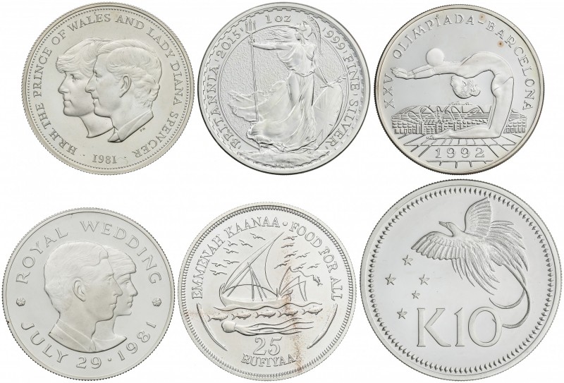 Lote 6 monedas. 1975, 1978, 1981, 1985, 1992 y 2015. GRAN BRETAÑA (2), GUINEA BI...