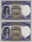 Lote 2 billetes 100 Pesetas. 25 Abril 1931. Fernández de Córdoba. Pareja correlativa. Ed-360. SC.