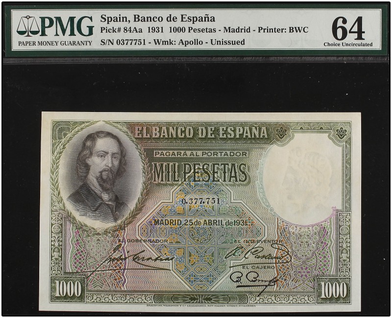 1.000 Pesetas. 25 Abril 1931. Zorrilla. Precintado y garantizado por PMG (nº 84A...