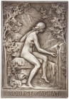 Inaguración de los Baños en Evian. 1902. FRANCIA. Anv.: Figura femenina desnuda. Rev.: Vista de Evian. Bronce plateado. Ø 63x43 mm. Estilo Art Noveau....