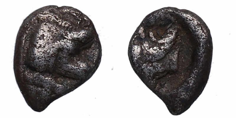 420 aC. Calcidia. Ciudad de Scione. Hemióbolo. 8,03mm. Ag. 0,38 g. MBC+. Est.40....