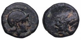 Principios s. IV aC. AE9. Sear 4322. Ae. Cabeza de Atenea en casco /Cabeza de carnero. MBC. Est.20.