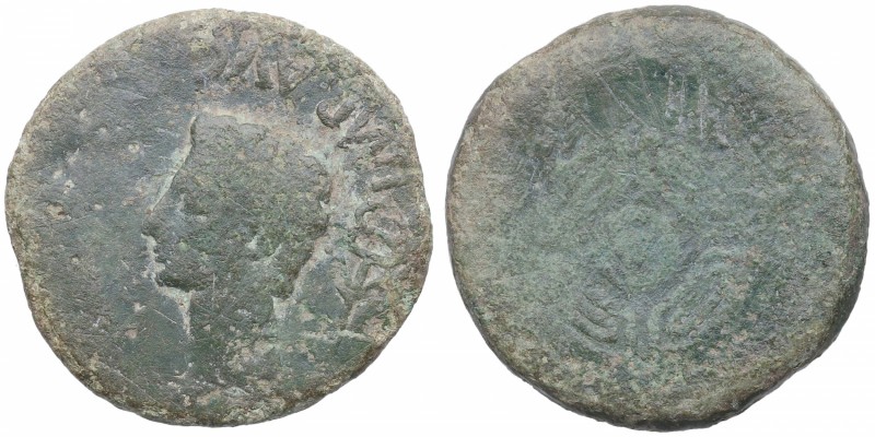 Octavio Augusto (27 aC - 14 dC). Lugo. As. Ae. 9,23 g. Busto esbelto. BC+. Est.1...