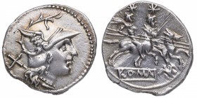 169-158 aC. Gens Anónima. Roma. Denario. Craw 182/1 Syd 283. Ag. Atractiva pátina. EBC / EBC+. Est.140.