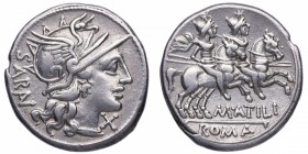 148 aC. Gens Atilia. Roma. Denario. Crw. 214/qb; Sud 398b. Ag. Muy bella. EBC / EBC+. Est.140.