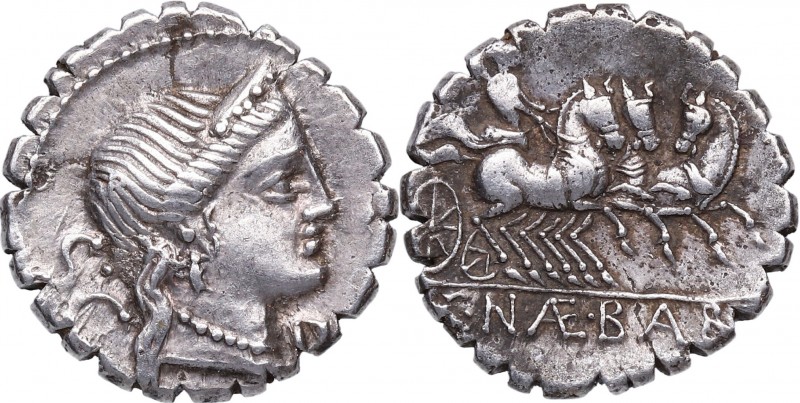 79 aC. Familia Naevia. Auxiliar de Roma. Denario. FFC 939. Ag. 3,93 g. EBC-. Est...