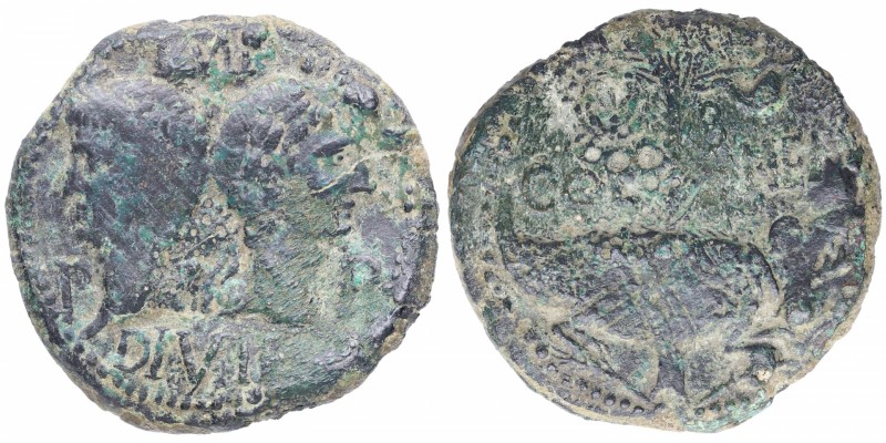 10-14 dC. Augusto y Agripa (27 aC-14 dC). Nimes (Francia). As. RIC I Augustus 16...