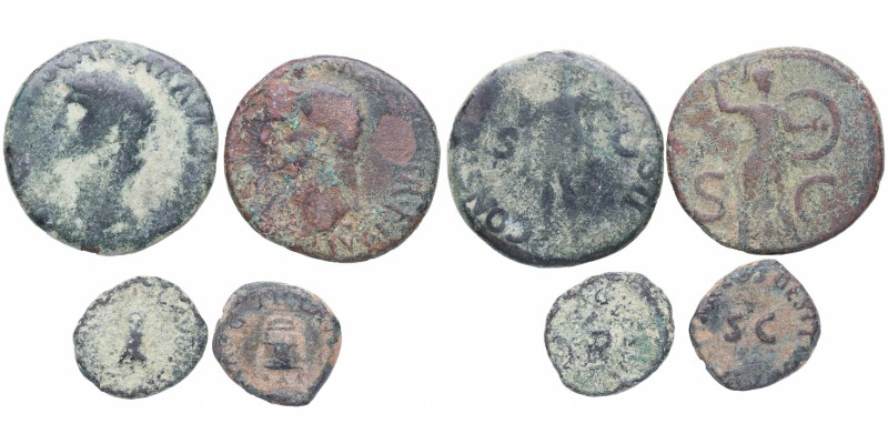 41-54 dC. Claudio I (41-54 dC). Lote de 4 monedas: dos Ases y dos Cuadrantes. Ae...