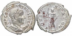 241-243 dC. Marco Antonio Gordiano Pío, Gordinao III (238-244 dC). Roma. Denario. RIC IV Gordian III 112. Ag. 2,83 g. IMP GORDIANVS PIVS FEL AVG: Bust...
