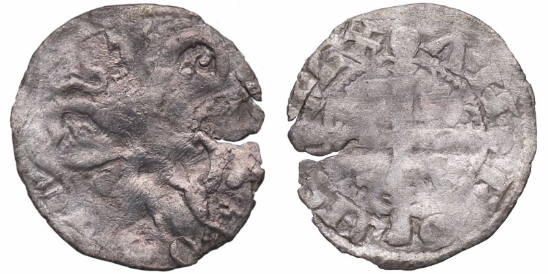 Alfonso IX (1188-1230). Santiago. Dinero leonés. MMM A9:5.15. Ve. 0,53 g. MBC-. ...