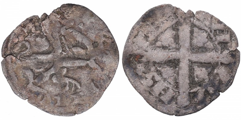 Alfonso IX (1188-1230). Santiago. Dinero leonés. MMM A9:5.22. Ve. 0,68 g. MBC-. ...