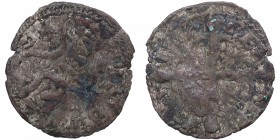 Alfonso IX (1188-1230). Santiago. Dinero leonés. MMM A9:5.22. Ve. 0,57 g. MBC-. Est.36.