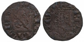1312-1350. Alfonso XI (1312-1350). Burgos. Dinero. Ve. 0,76 g. Punto bajo el león. MBC. Est.30.