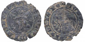 1379-1390. Juan I de Castilla (1379-1390). Toledo. Blanco del Agnus Dei. Mar 731; AB-557.1. Ve. 1,60 g. PECATA MVNDI MISE alrededor de una orla circul...
