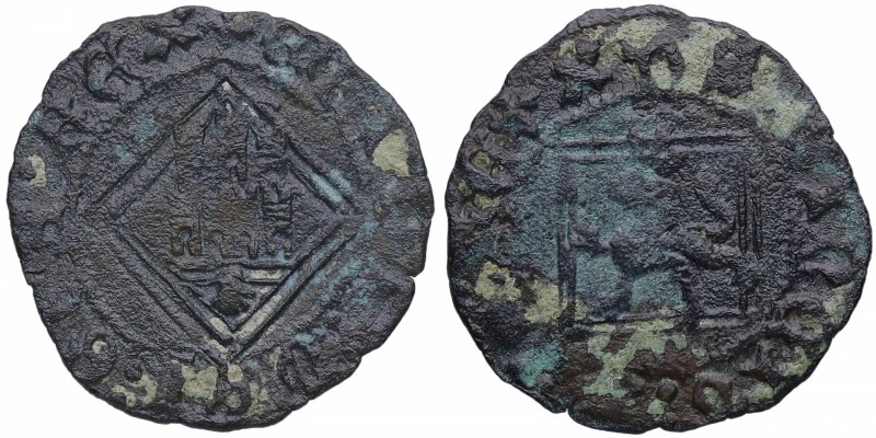 1454-1474. Enrique IV (1454-1474). Coruña. Blanca de rombo. Mar 526. Ve. MBC-. E...
