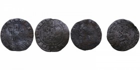 1454-1474. Enrique IV (1454-1474). Burgos y Segovia. Lote de dos monedas: maravedí de la granada. Ve. 3,60 g. MBC-. Est.15.