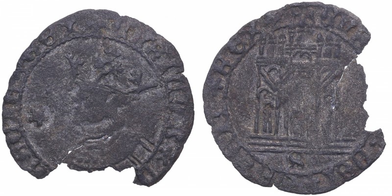 Enrique IV (1454-1474). Sevilla. 1/2 Cuartillo. AB. 786.1. Ve. 0,62 g. MBC-. Est...
