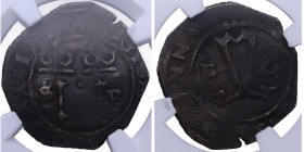 Juana y Carlos (1504-1555). Santo Domingo. Marca: S P. 4 Maravedís. Cal-211. Cu . 3,91 g. Y coronada, entre F (ensayador) y valor IIII ambos con punto...