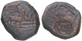 1641. Felipe IV (1621-1665). Segovia. 8 Maravedís resello sobre 8 Maravedís de Felipe III. J&S H-30. Ve. 7,20 g. BC. Est.12.