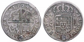 1724. Luis I (1724). Madrid. 2 Reales. Ag. 5,13 g. MBC-. Est.30.