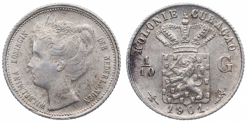 1901. Curaçao. Utrecht. 1/10 gulden. Ag. 1,40 g. EBC / EBC+. Est.25.