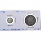 1944 y 1948. Curaçao. Lote de 2 monedas: 1 gulden y 1/10 gulden. Ag. MBC a EBC. Est.12.