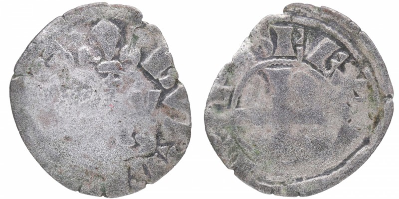 s. XII. Francia medieval. Dinero. Ag. Cruz latina que excede por debajo. Leyenda...