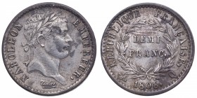 1808. Francia. Q-Perpiñán. 1/2 Franco. Ag. 2,48 g. EBC-. Est.120.