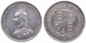 1887. Gran Bretaña. 1 shilling. Ag. Ligera limpieza. EBC. Est.10.