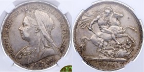 1900. Gran Bretaña. Victoria del Reino Unido (1837-1901). 1 Corona. W/KM-765. Ag. 28,28 g. Retrato de la reina Victoria a izquierda. BRITT:REX F:D: / ...