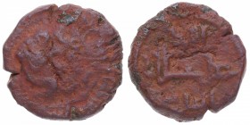 1160-1189. Italia Medieval. Guillermo II, el Bueno, de Sicilia (1166-1189). Messina. Follaro. MEC ITALY III 432. Ae. 1,55 g. Cabeza de león a izquierd...