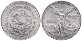 1991. México. 1 onza Plata. Ag. SC-. Est.30.
