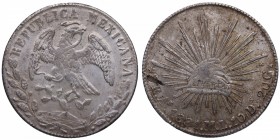 1881. México. 8 Reales. Álamos. Ag. Golpe. MBC+. Est.75.