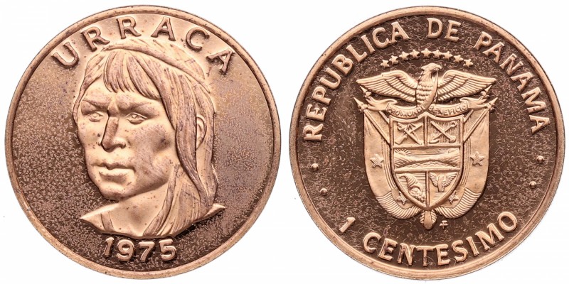 1975. Panamá. 1 centésimo. Cu. 3,04 g. Bellísima. PROOF. Est.6.