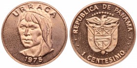 1975. Panamá. 1 centésimo. Cu. 3,04 g. Bellísima. PROOF. Est.6.