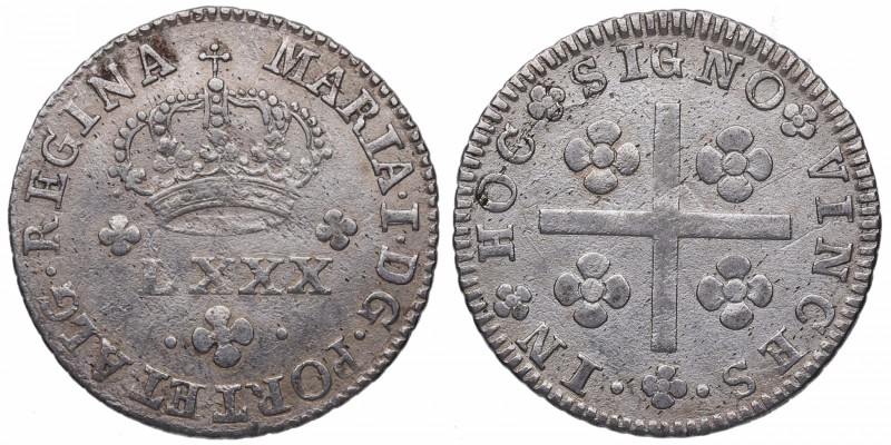 1777-1816. Portugal. María I. 1 tostao (400 reis). Ag. MBC+. Est.30.