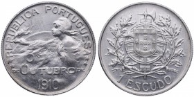 1910. Portugal. 1 escudo. Ag. SC-. Est.30.