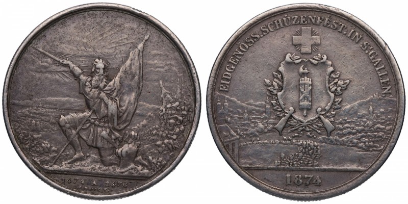 1874. Suiza. 5 francos. Ag. ESCASA. MBC. Est.160.