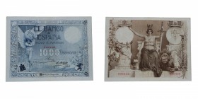 1907. Billetes Españoles. Ángel. 1000 pesetas. Ed-317. Grabado por Enrique Vaquer  Ligera restauración, pero muy buen ejemplar. EBC / EBC+. Est.3500....