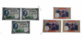 1925. II República (1931-1939). Felipe II / El Escorial. Trío correlativo: 100 pesetas. Ed-245. Bellísimos. Absolutamente PERFECTOS. Todo el apresto o...