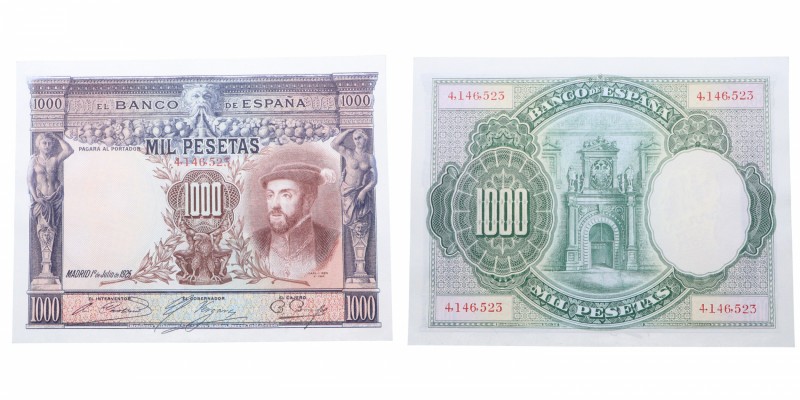 1925. Billetes Españoles. 1000 pesetas. EXTRAORDINARIO ejemplar con leve abarqui...