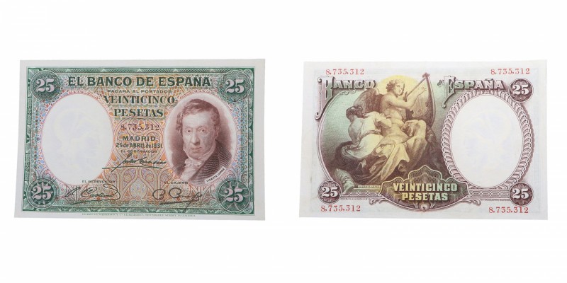 1931. II República (1931-1939). Vicente López. 25 pesetas. Ed-144. Doblez centra...