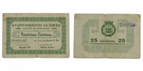 1937. Guerra Civil (1936-1939). Cieza. 25 céntimos. MBC. Est.24.