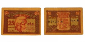 1937. Guerra Civil (1936-1939). Valdepeñas. 25 céntimos. MBC+. Est.20.
