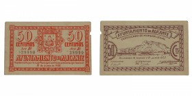 1937. Guerra Civil (1936-1939). Alicante. 50 céntimos. EBC-. Est.14.