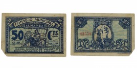 1937. Guerra Civil (1936-1939). Almansa. 50 céntimos. Esquina faltada. EBC-. Est.18.