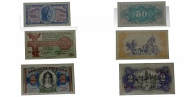 1937. Billetes España. II República. Madrid. Lote de tres billetes: 50 cents, 1 y 2 pesetas. SC (dos) y EBC (2 pesetas). Est.40.